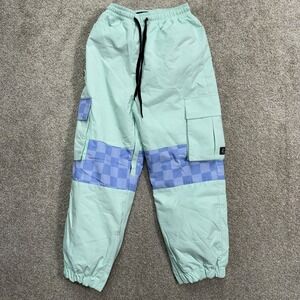 Searipe Snow Pants Women M Mint Green Blue Checkered Cargo Water Resistant Ski